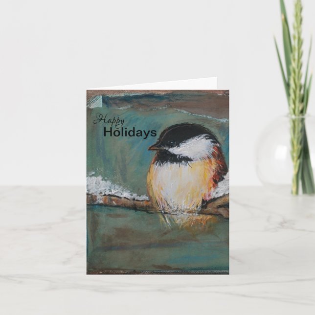 Cartes Pour Fêtes Annuelles Jolies vacances au chickadee mignon (Devant)