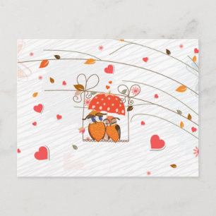 Cartes Pour Fêtes Annuelles Jolies valentines chouettes en amour sous paraplui