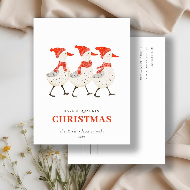 Cartes Pour Fêtes Annuelles Jolis Canards de Noël Rigolos Rouges d'Hiver qui C (Créateur téléchargé)
