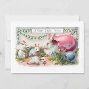 Cartes Pour Fêtes Annuelles Jolis lapins et œufs de Pâques vintage