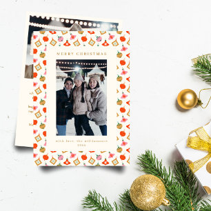Cartes Pour Fêtes Annuelles Jolis ornements de Noël Photo de famille colorée