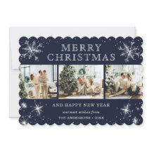 Jolly Blue Silver Sparkly Snowflake Photo Collage