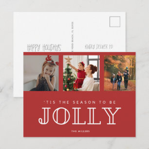 Cartes Pour Fêtes Annuelles Jolly Famille Trois Photo Noël Rouge