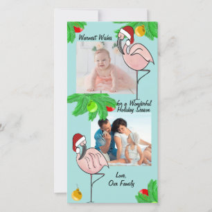 Cartes Pour Fêtes Annuelles Jolly Flamants roses photo de vacances avec choix 