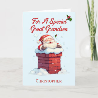 Cartes Pour Fêtes Annuelles Jolly Père Noël à Chimney Grand-petit-fils Noël
