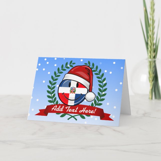 Cartes Pour Fêtes Annuelles Jolly République Dominicaine Drapeau Noël (Devant)