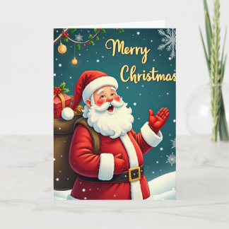 Cartes Pour Fêtes Annuelles Jolly Santa Claus Merry Christmas Greeting Card