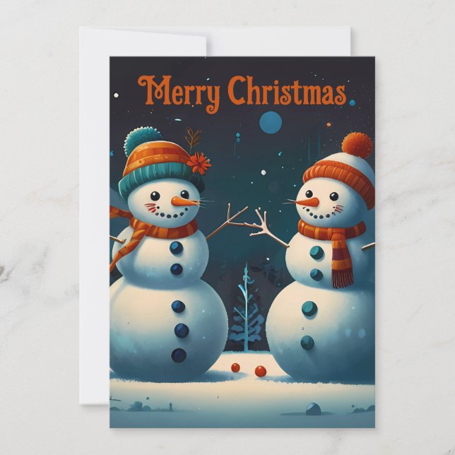 Cartes Pour Fêtes Annuelles Jolly Snowmen Christmas Cheval (Devant)