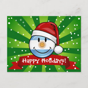Cartes Pour Fêtes Annuelles Jolly souriant Argentine Flag Holiday