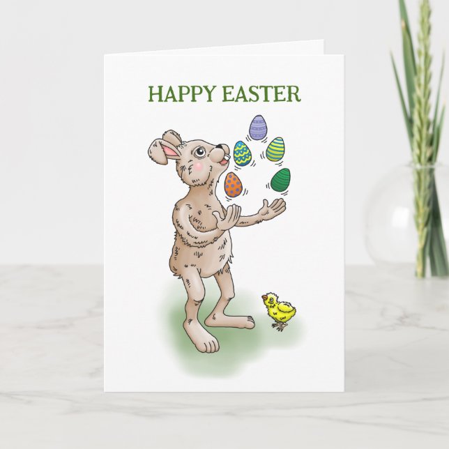 Cartes Pour Fêtes Annuelles Jonglage Bunny de Pâques (Devant)