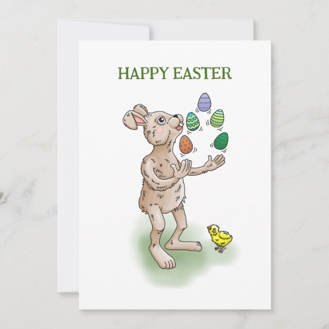 Cartes Pour Fêtes Annuelles Jonglage de lapin de Pâques (Devant)