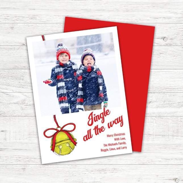 Cartes Pour Fêtes Annuelles Jote Christmas Photo Jingle Tout le chemin (Jingle all the way custom photo Christmas Cards.)