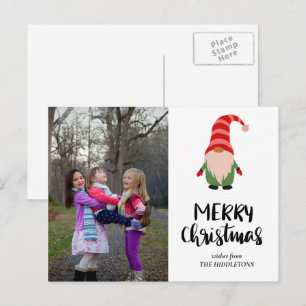 Cartes Pour Fêtes Annuelles Jote Gnome Joyeux Noël Script Famille Photo