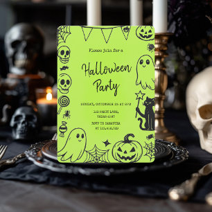 Cartes Pour Fêtes Annuelles Jote Neon Green Kids Halloween Party