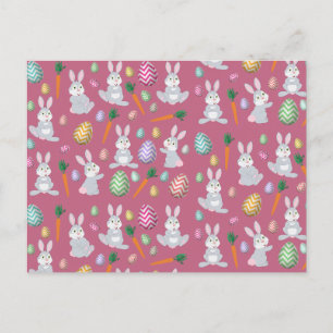 Cartes Pour Fêtes Annuelles Jote rose lapin lapin de Pâques Motif
