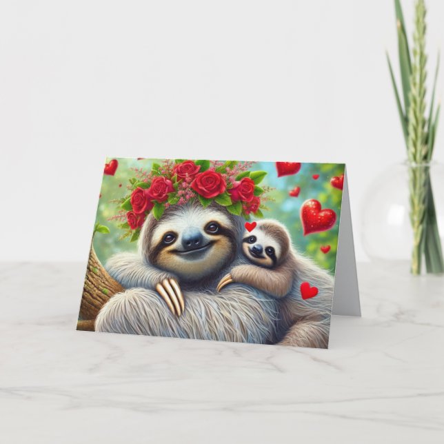 Cartes Pour Fêtes Annuelles Jote Sloth Kids Saint-Valentin (Devant)
