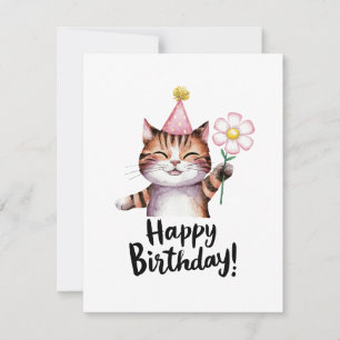 Cartes Pour Fêtes Annuelles Jouer Chat Anniversaire Design avec marguerite