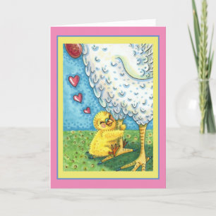 CARTES POUR FÊTES ANNUELLES JOUER VOTRE MOMME, CUTE BÉBÉ POULET AIME MÈRE ALOR