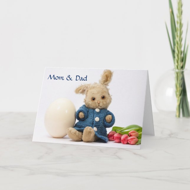 Cartes Pour Fêtes Annuelles Jouet de lapin de Pâques personnalisé (Devant)
