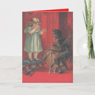 Cartes Pour Fêtes Annuelles Jouet Fille Enlevée par Krampus
