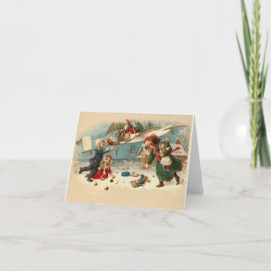 Cartes Pour Fêtes Annuelles Jouets d'avion Vintage Christmas père Noël