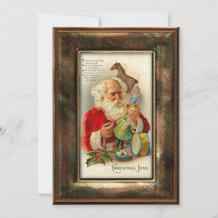 Cartes Pour Fêtes Annuelles Jouets Père Noël vintages avec versets