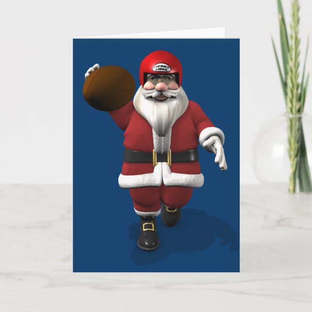 Cartes Pour Fêtes Annuelles Joueur américain de football du Père Noël (Devant)