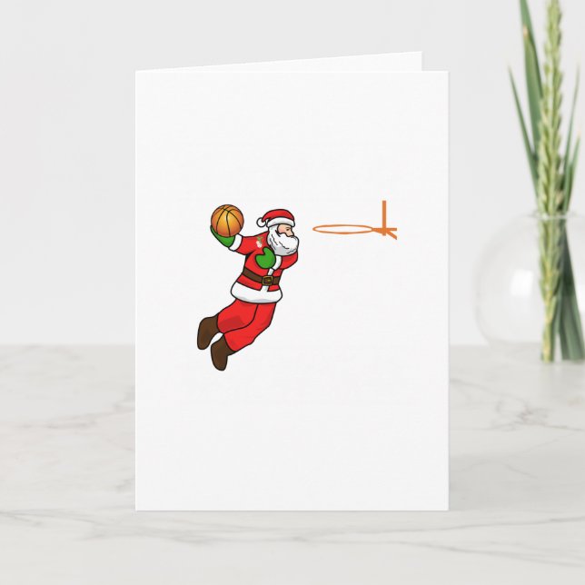 Cartes Pour Fêtes Annuelles Joueur de basket-ball de Noël du Père Noël (Devant)