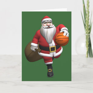 Cartes Pour Fêtes Annuelles Joueur de basket-ball de Santa Claus