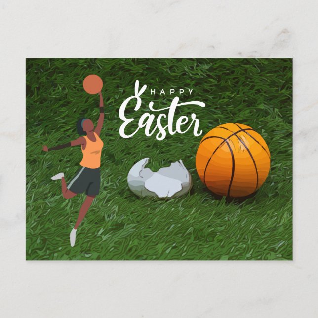 Cartes Pour Fêtes Annuelles Joueur de basket-ball Joyeux vacances de Pâques (Devant)