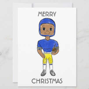 Cartes Pour Fêtes Annuelles joueur de football vintage rétro bleu jaune simple