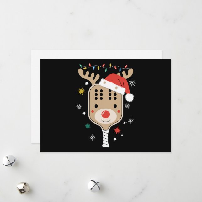 Cartes Pour Fêtes Annuelles Joueur de Pickleball Noël Reindees Noël (Devant/Arrière en situation)