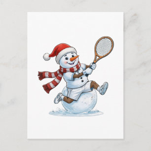 Cartes Pour Fêtes Annuelles Joueur de tennis bonhomme de neige Noël 2026 Vacan