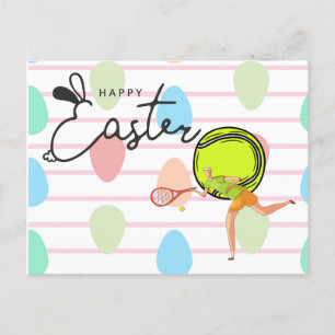 Cartes Pour Fêtes Annuelles Joueur de tennis de Pâques heureux