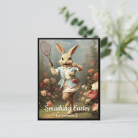 Joueur de tennis vintage mignon Bunny de Pâques