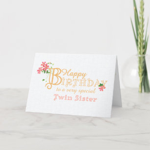 Cartes Pour Fêtes Annuelles Jour d'anniversaire de la soeur jumelle avec la ca