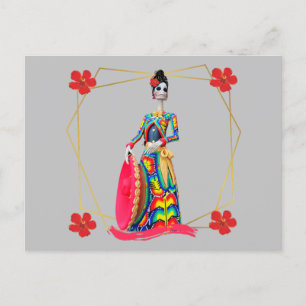 Cartes Pour Fêtes Annuelles Jour de la Catrina morte avec le Casquette Mariach