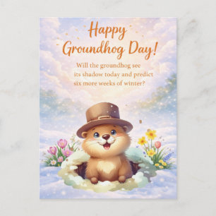 Cartes Pour Fêtes Annuelles Jour de la marmotte aquarelle 