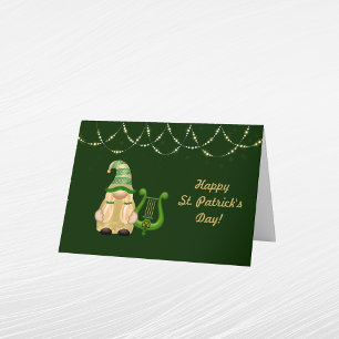 Cartes Pour Fêtes Annuelles Jour de la Saint Patrick de harpe Gnome Gold Light
