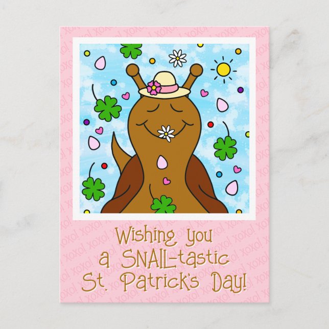 Cartes Pour Fêtes Annuelles Jour de la Saint Patrick d'escargot mignon | (Devant)