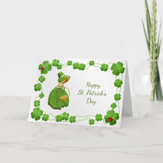 Cartes Pour Fêtes Annuelles Jour de la Saint Patrick Green Girl Shamrock (Devant)