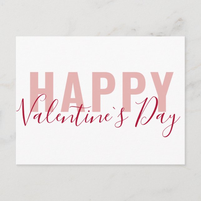 Cartes Pour Fêtes Annuelles Jour de la Saint Valentin rose moderne Script (Devant)