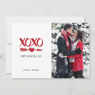 Cartes Pour Fêtes Annuelles Jour de la Saint Valentin XOXO Rouge & Blanc