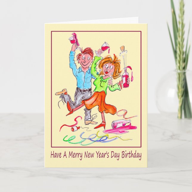 Cartes Pour Fêtes Annuelles Jour de l'An Anniversaire Dessin de couple (Devant)