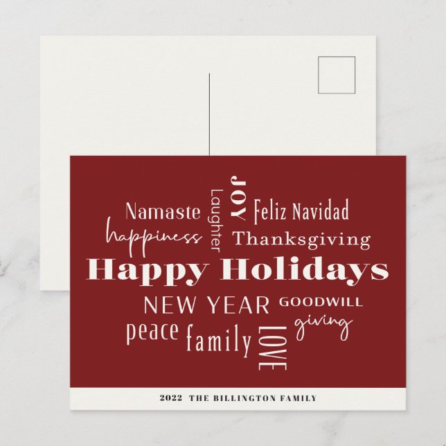Cartes Pour Fêtes Annuelles Jour de l'année Beaucoup de salutations Bourgogne (Devant / Derrière)