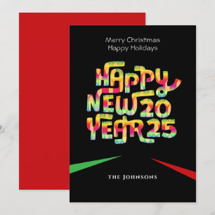 Cartes Pour Fêtes Annuelles Jour de l'année coloré moderne texte personnalisé 