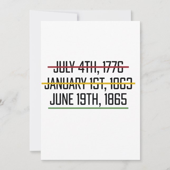 Cartes Pour Fêtes Annuelles Jour de l'Indépendance 19° Histoire noire (Devant)