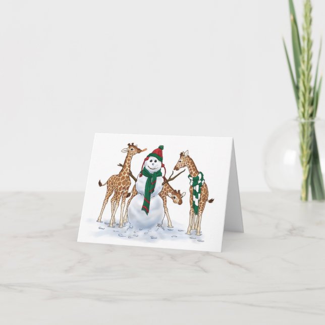 Cartes Pour Fêtes Annuelles Jour de neige de girafe (Devant)