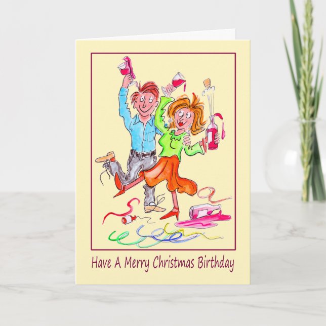 Cartes Pour Fêtes Annuelles Jour de Noël Anniversaire Dessin de couple (Devant)