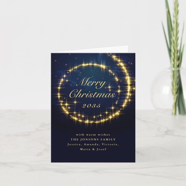 Cartes Pour Fêtes Annuelles Jour de Noël de la Marine d'or (Devant)